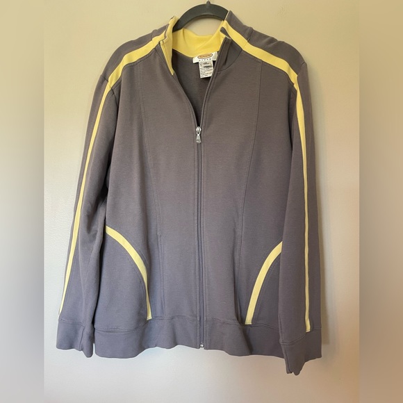 Talbots Gray Yellow Full Zip Track Jacket Size 1X - Picture 2 of 5